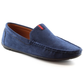Mocassini scarpe slip-on da uomo in camoscio blu navy McKeylor 2260 2
