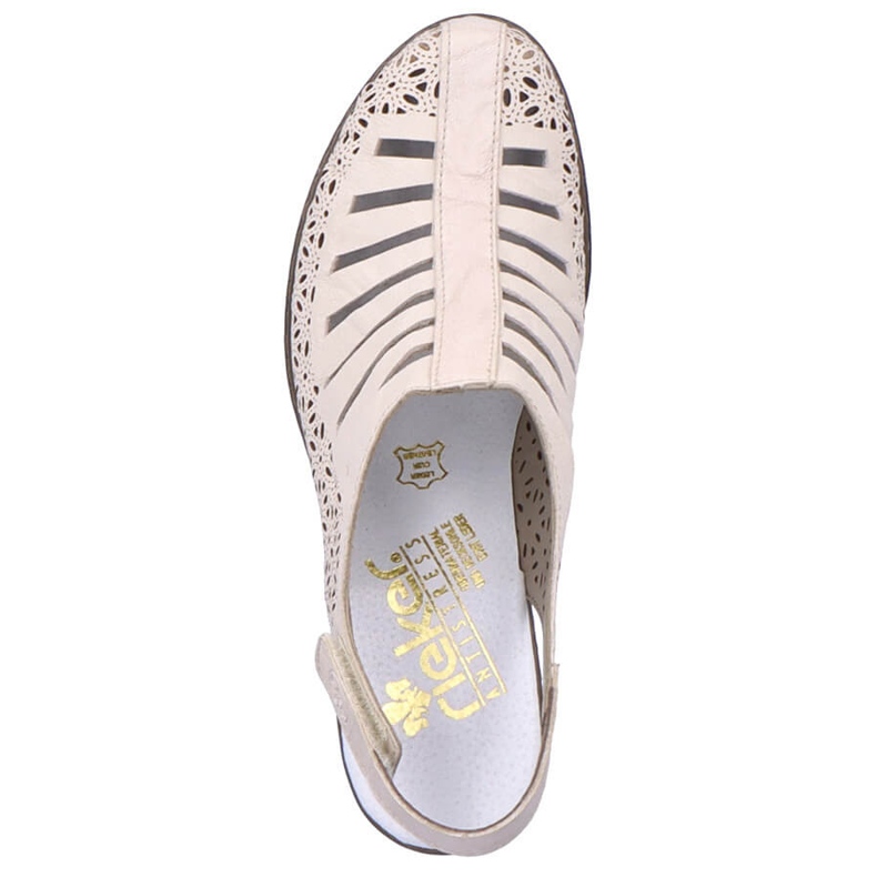 Rieker 40959-60 sandalo tacco alto in pelle beige 1