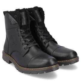 Stivaletti in pelle scarpe da uomo isolate con lana, nero Rieker 32133-00 1
