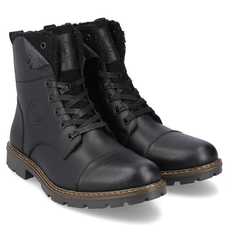 Stivaletti in pelle scarpe da uomo isolate con lana, nero Rieker 32133-00 1