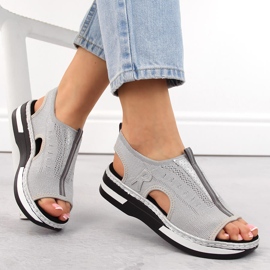 Comodi sandali slip-on da donna Rieker V59B5-90 grigio 1