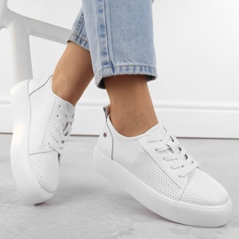 Scarpe creepers sportive da donna in pelle, bianco Filippo DP6116 2