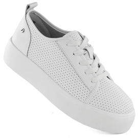 Scarpe creepers sportive da donna in pelle, bianco Filippo DP6116 1