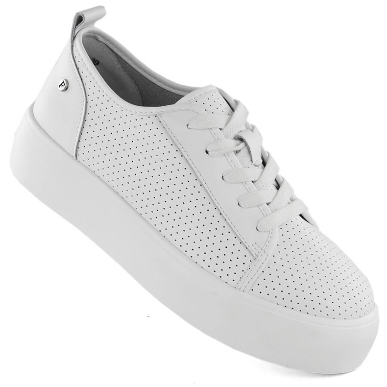 Scarpe creepers sportive da donna in pelle, bianco Filippo DP6116 1