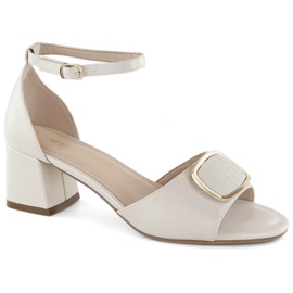 Sandali formali da donna perlati con tacco alto Sergio Leone SK874 beige 1