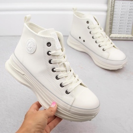 Sneakers alte da donna con plateau, Big Star bianche OO274064 bianco 1