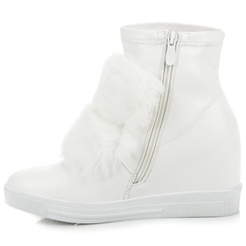 Sneakers con zeppa con pelliccia bianco 1
