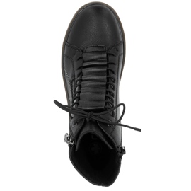 Stivaletti da donna in pelle nera sulla piattaforma Rieker Y3410-00 nero 2