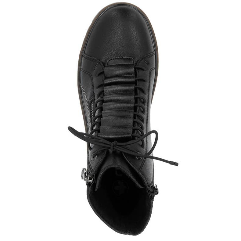 Stivaletti da donna in pelle nera sulla piattaforma Rieker Y3410-00 nero 2
