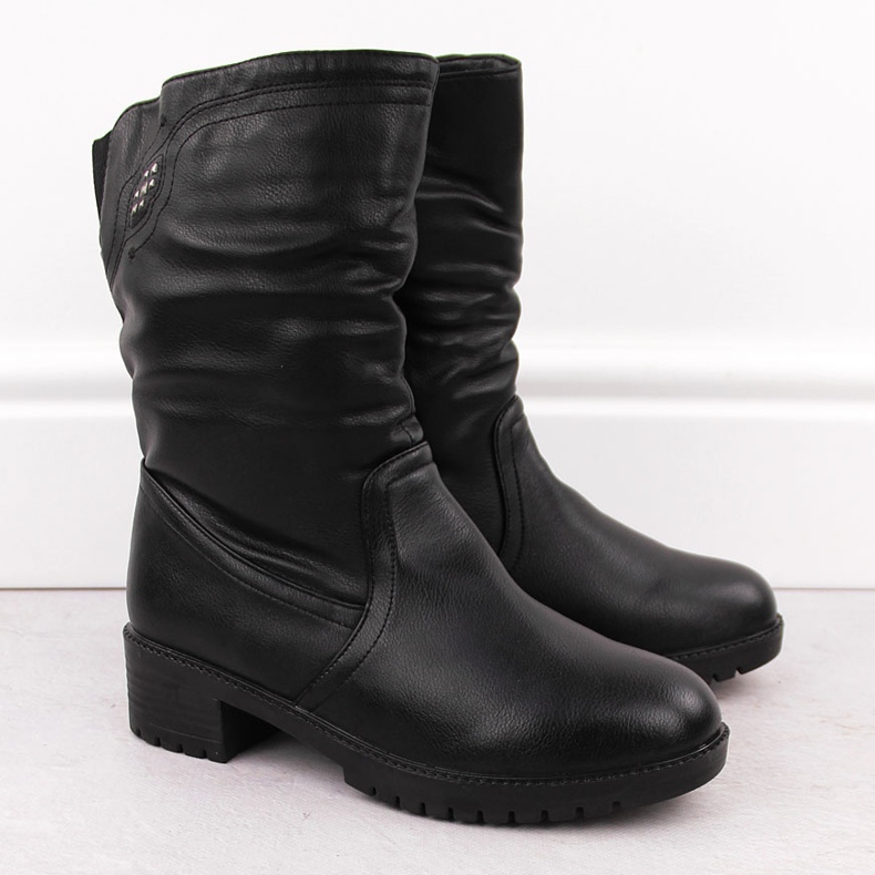 Stivaletti alti neri da donna isolati Filo Donna Z24-43 nero 2