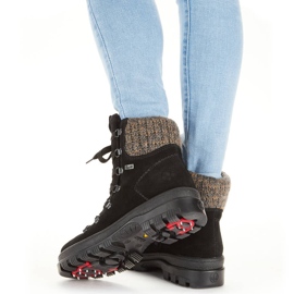 Stivali da donna in pelle con punte, neri Rieker X8200-00 nero 2