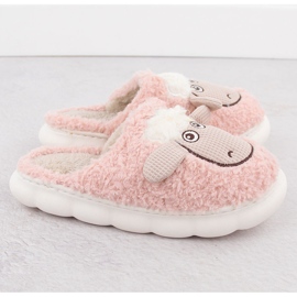 Ciabatte da casa da donna in pelliccia con pecora, rosa Filippo DK6683 2