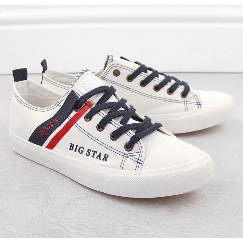 Sneakers basse da uomo in tessuto, Big Star bianche LL174005 bianco 1