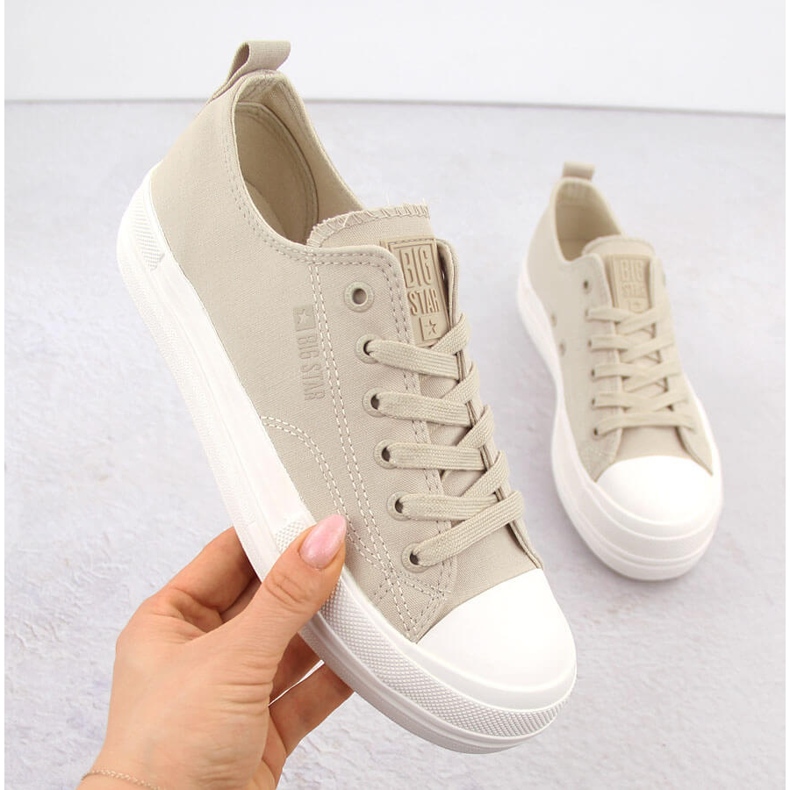 Sneakers da donna sulla piattaforma beige Big Star LL274969 2