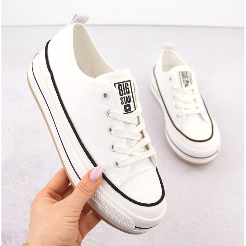 Sneakers bianche da donna con plateau Big Star NN274205 bianca 1