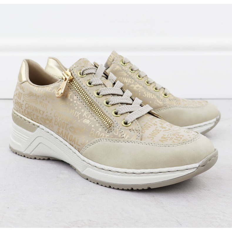 Scarpe da donna sneaker con spicchi comodi beige rieker n4316 2