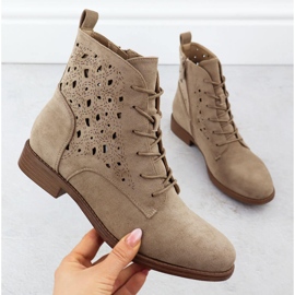 Stivali da donna Openwork Suede Beige S.Barski Hy51-136 1