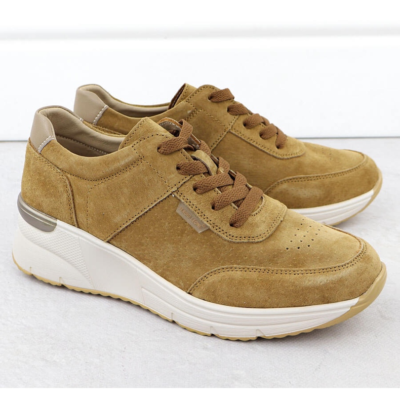 Sneaker in pelle sui zeppe Camel Sergio Leone SP104 beige 2