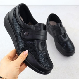 Scarpe comode da donna con velcro Black Unisoft 9022 nero 1