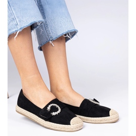 Espadrille nere decorate con zirconi nero 1