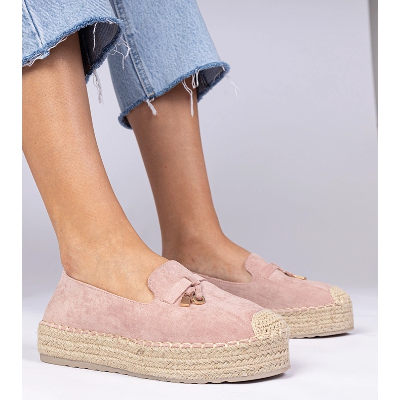 Espadrille rosa su una suola spessa 1