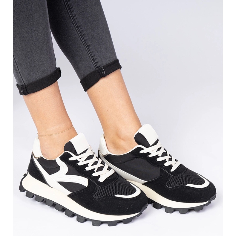 Sneakers sportive da donna nere nero 2