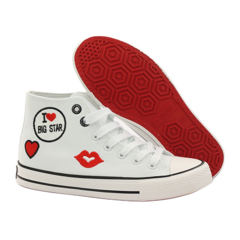 Sneakers allacciate Big Star 274017 bianco rosso 4