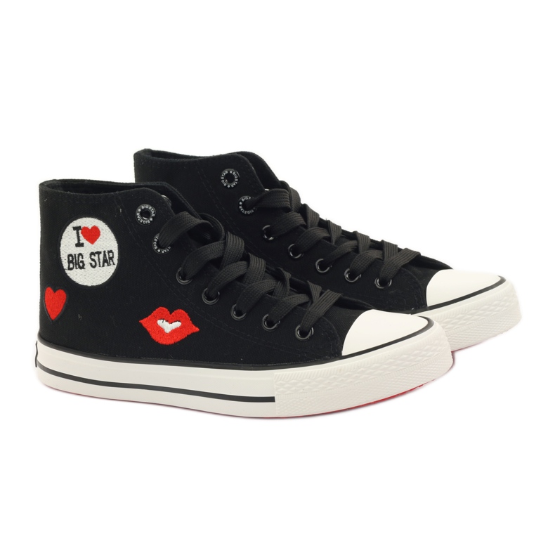 Sneakers allacciate Big Star 274014 bianco nero rosso 4