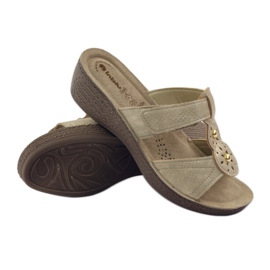 Ciabatte con velcro Gold Inblu GL086 giallo marrone 3