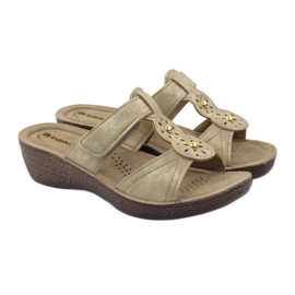 Ciabatte con velcro Gold Inblu GL086 giallo marrone 4