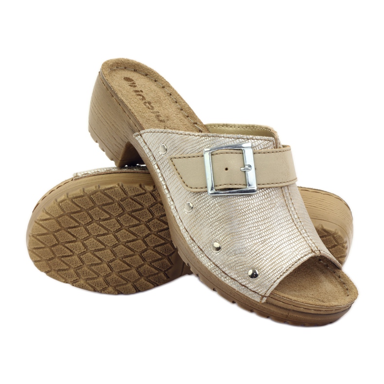 INBLU BL061 ciabattine con fibbia argento beige marrone grigio 3