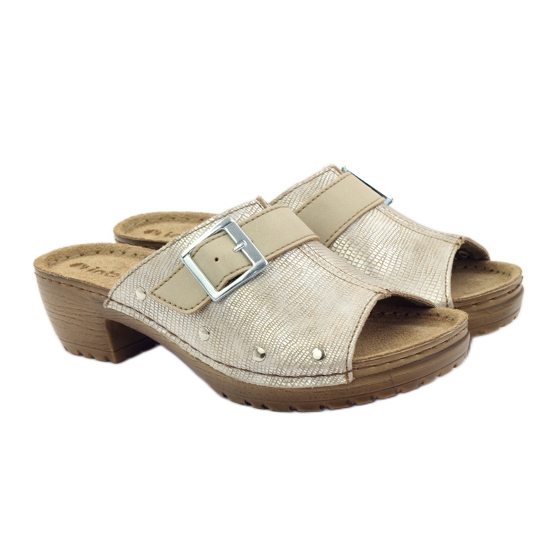 INBLU BL061 ciabattine con fibbia argento beige marrone grigio 4