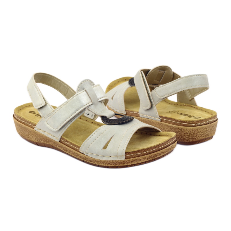 Comodi sandali Inblu F02 j beige perla marrone grigio 3