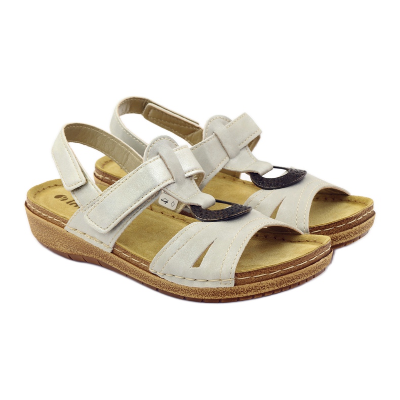Comodi sandali Inblu F02 j beige perla marrone grigio 4