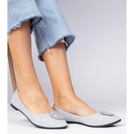 Ballerine glitter da donna d'argento con zirconi 2