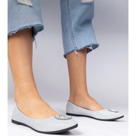 Ballerine glitter da donna d'argento con zirconi 1
