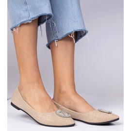 Ballerine glitter di champagne femminile con zirconi d'oro 1