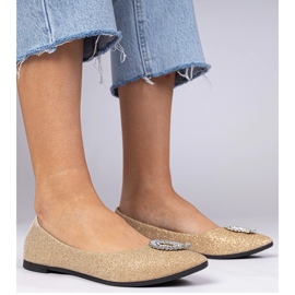 Ballerine glitter femminili d'oro con zirconi 1