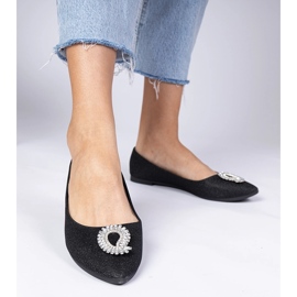 Ballerine glitter da donna nera con zirconi nero 2
