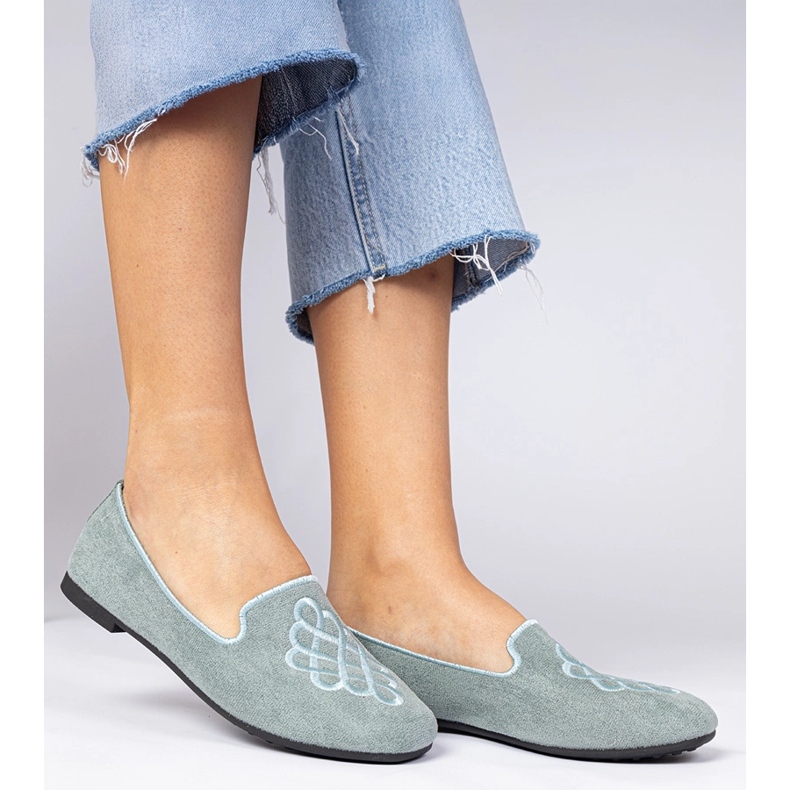 Green Women's Ekozamszowe Ballerinas con ricamo verde 1