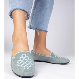 Green Women's Ekozamszowe Ballerinas con ricamo verde 2