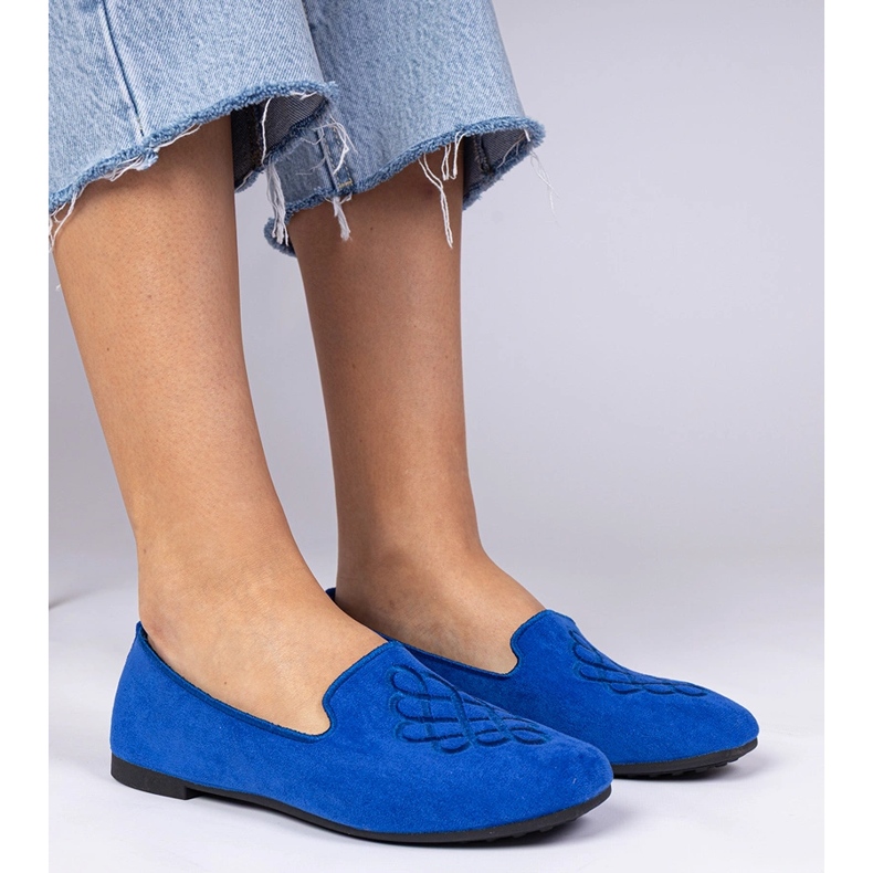 Ecosam femminile blu e ballerine da ricamo 1