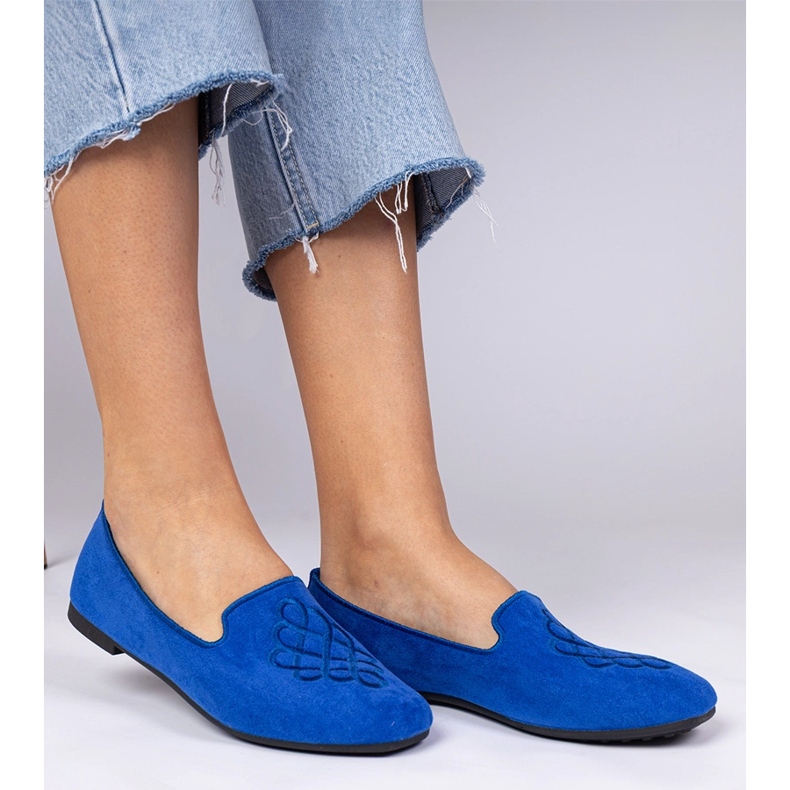 Ecosam femminile blu e ballerine da ricamo 2