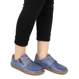 Olivier Scarpe in pelle minimalista da donna Scarpe a piedi nudi 1244 blu navy perforato 1