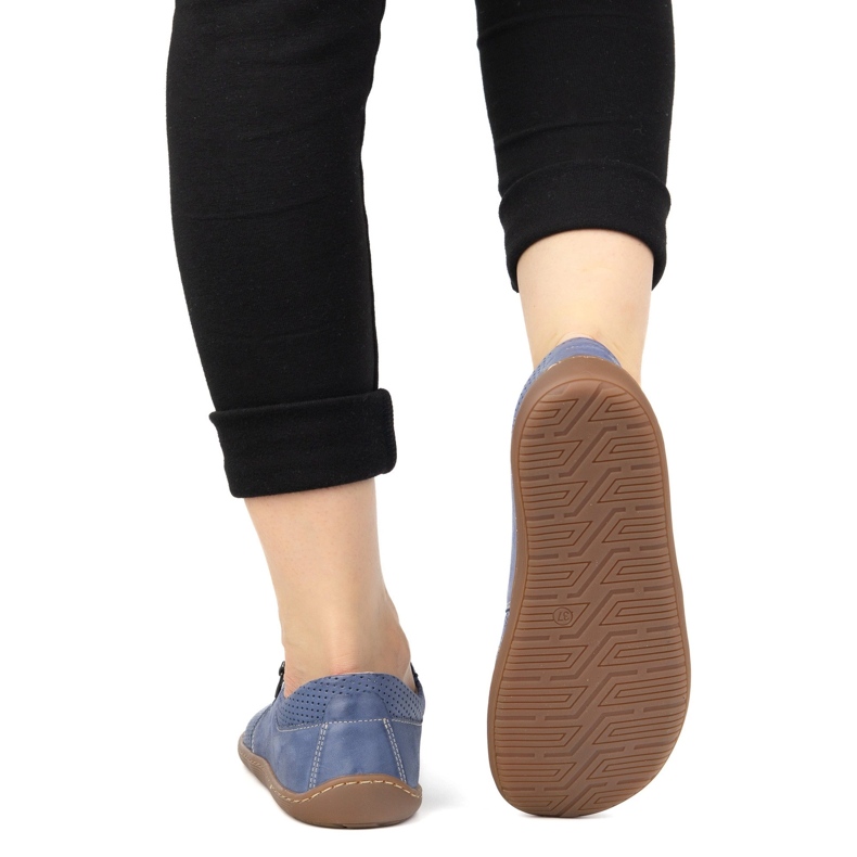Olivier Scarpe in pelle minimalista da donna Scarpe a piedi nudi 1244 blu navy perforato 2