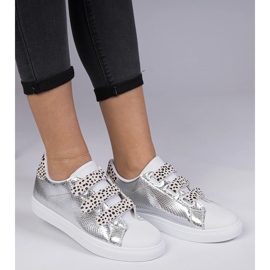 Sneaker d'argento con finitura in velcro animale 2