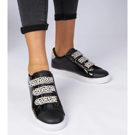 Sneaker nere con finitura in velcro animale nero 2