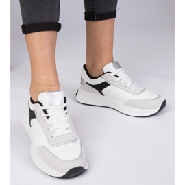 Sneakers da donna bianche con glitter bianco 2