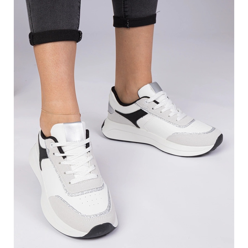 Sneakers da donna bianche con glitter bianca 2