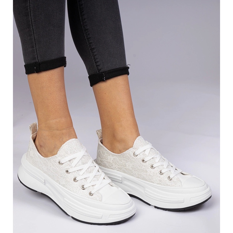 Sneaker in pizzo da donna bianca bianco 1